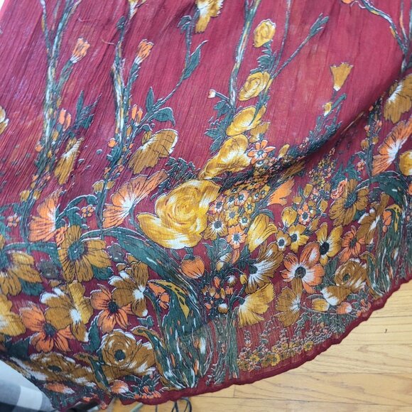 Vtg Floral Skirt Drawstring Waist Small Medium Large XL Floral Romantic Hippie - Picture 5 of 9